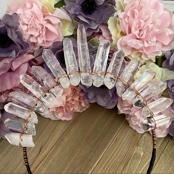 Clear Raw Healing Quartz Headband Tiara - Picture 10 of 16